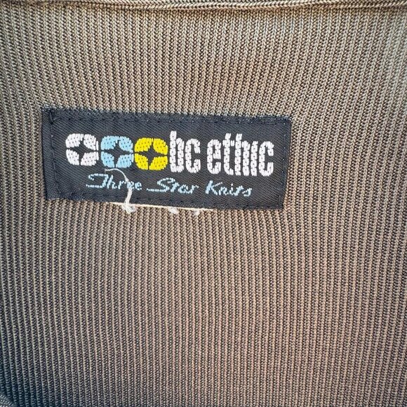 BC Ethic 3 Star Knits Vintage Mens Olive Green Short Sleeve Knit Polo Shirt - Picture 6 of 8